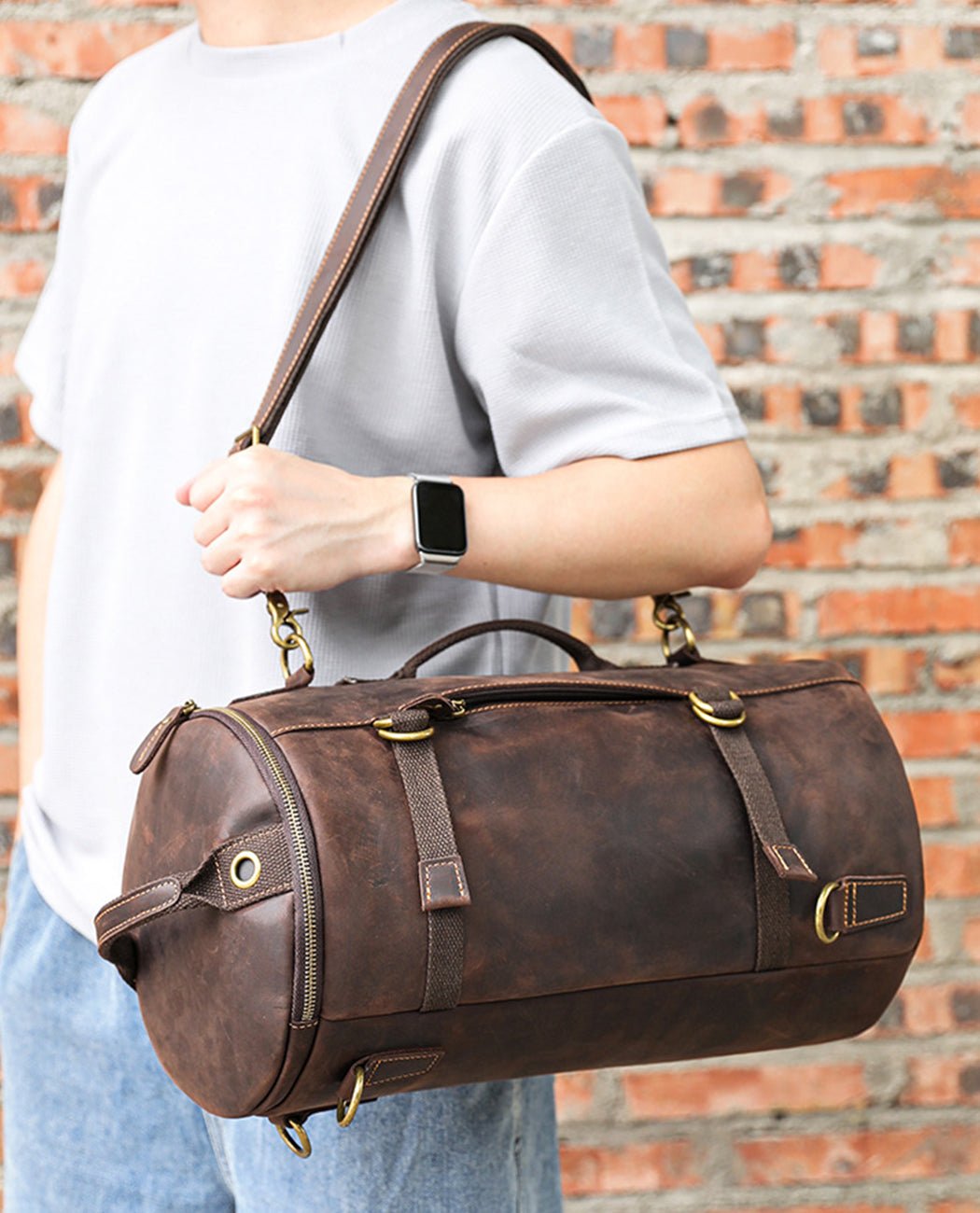 Odilio Barrel Adventure Duffel -Bags- BAGHUGS-LEDF-9985-Dark Brown