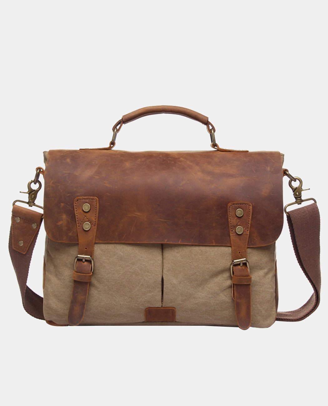Classic Canvas Messenger Bag -Bags- BAGHUGS-BT1807-Beige color