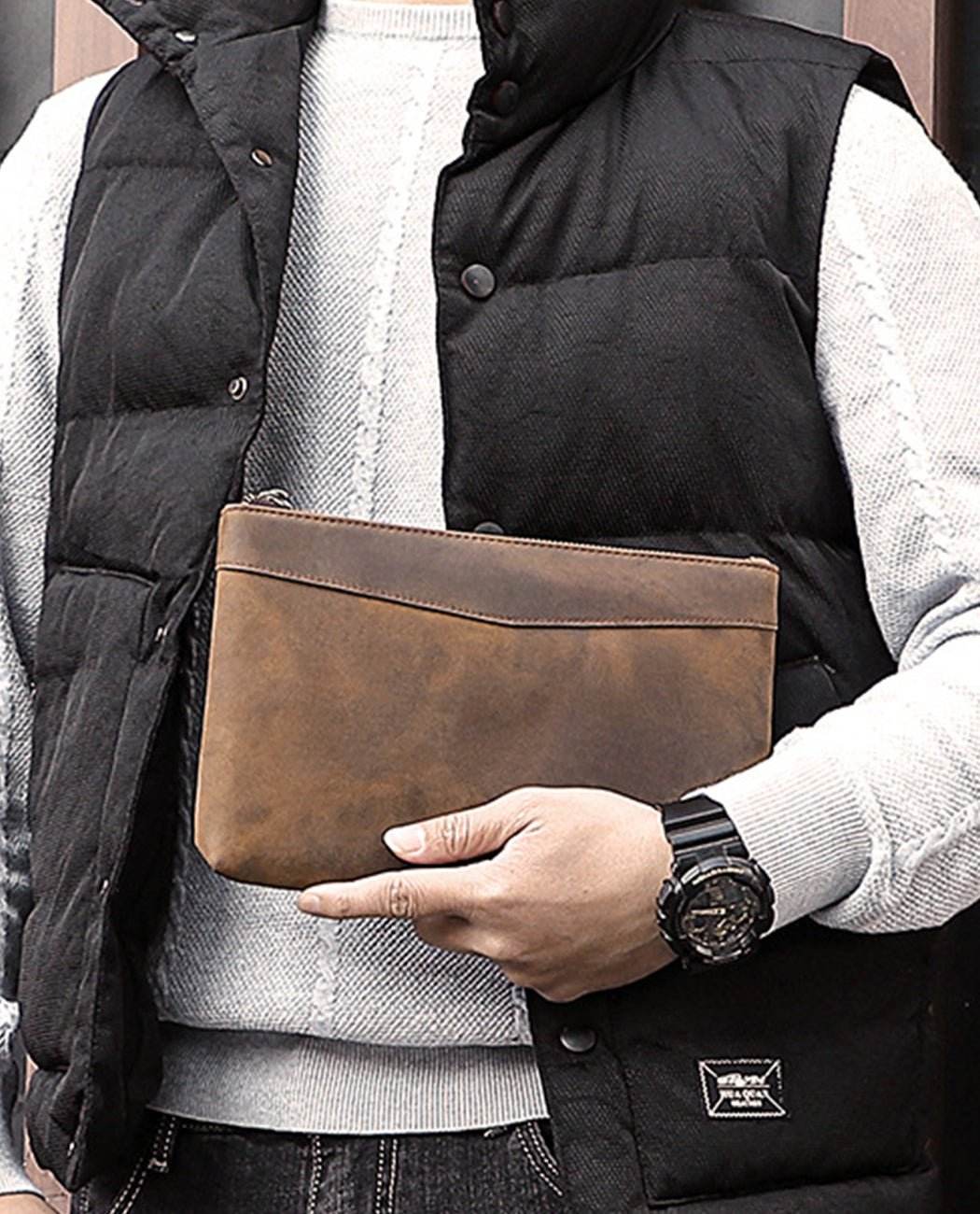 Refined Essentials Clutch Bag -Bags- BAGHUGS-LESN-1110-Dry Leaf Color