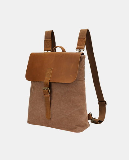 Large Leather Flip Canvas Backpack