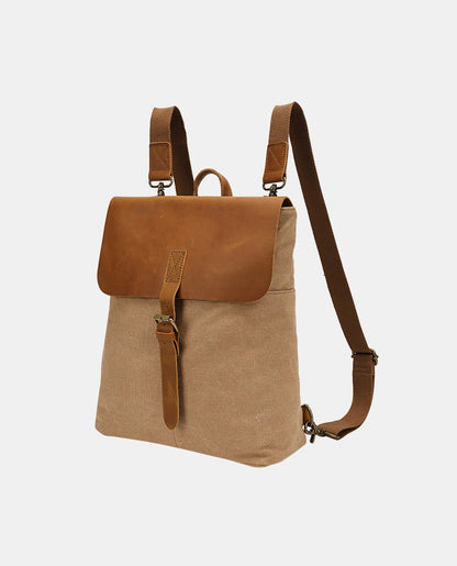 Large Leather Flip Canvas Backpack