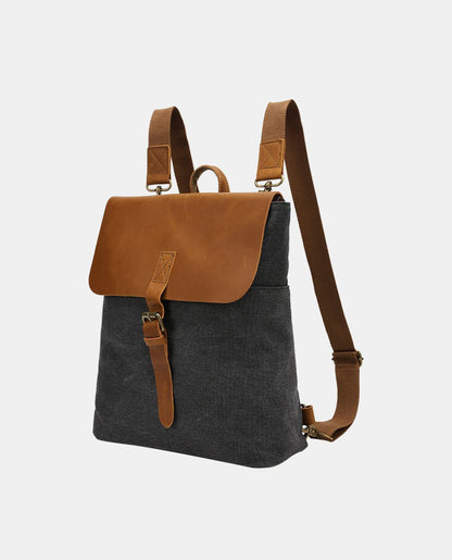 Large Leather Flip Canvas Backpack