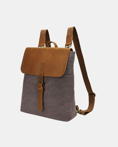 Large Leather Flip Canvas Backpack