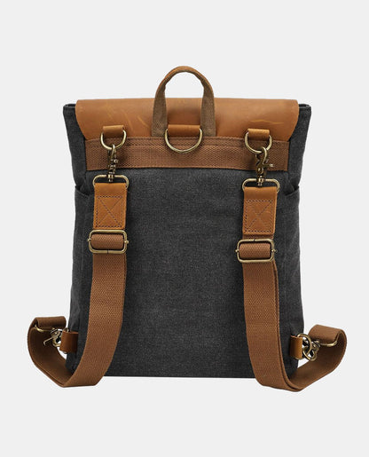 Large Leather Flip Canvas Backpack