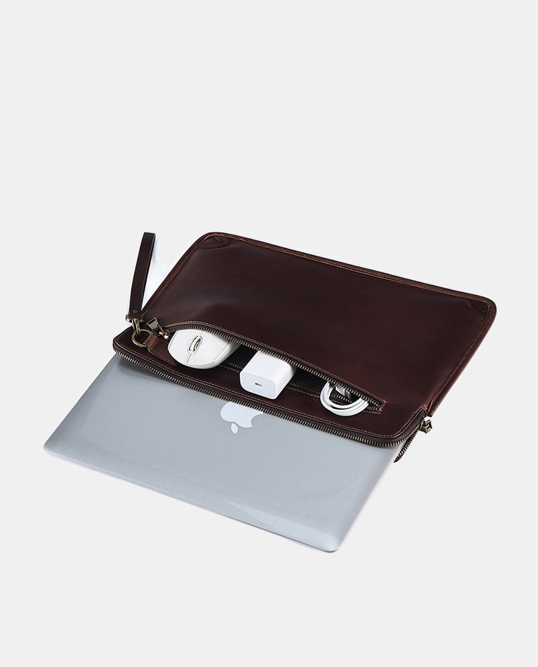 Classic Leather Laptop Sleeve -Bags- BAGHUGS-LEIP-1148-Red Brown