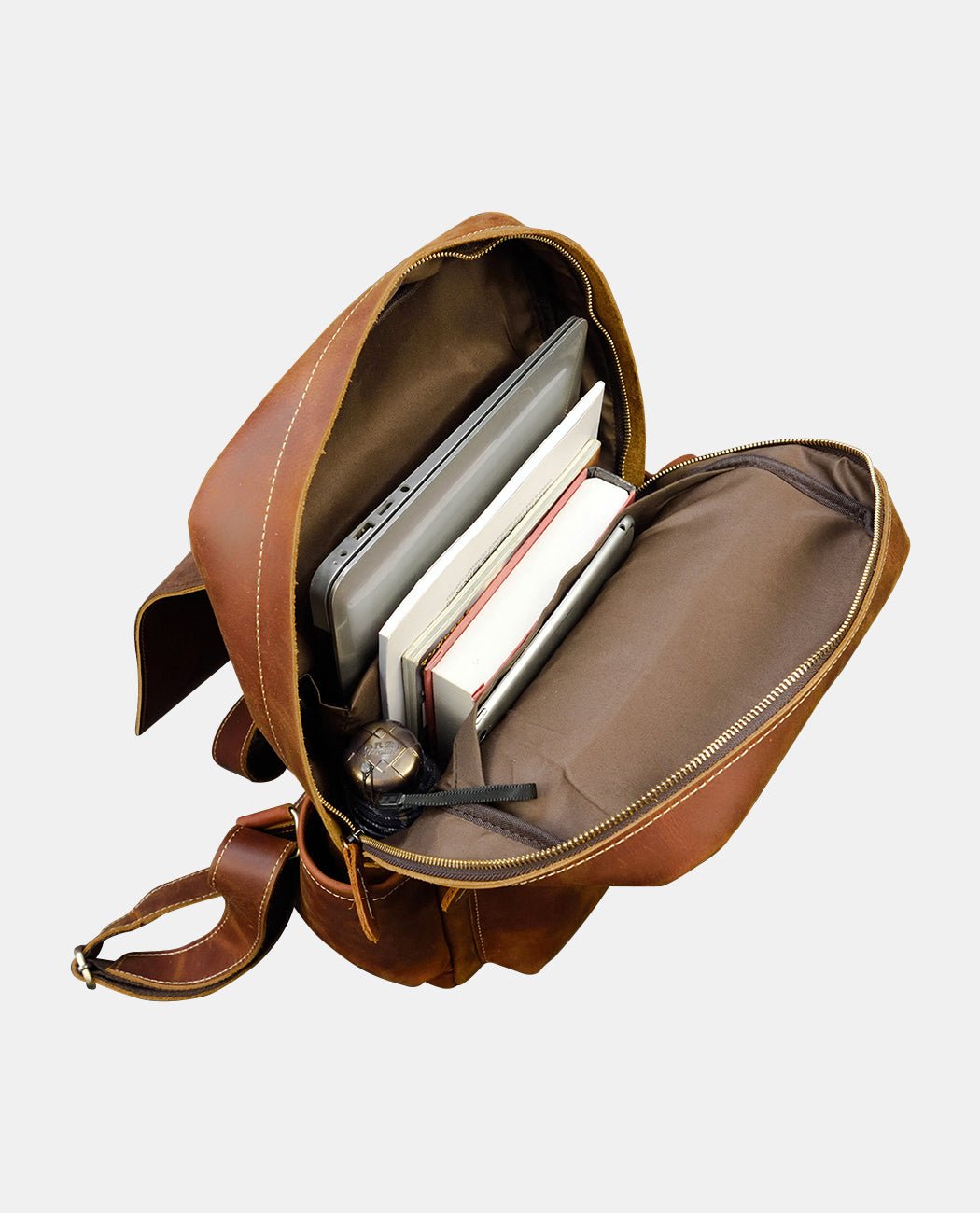 Elegante Retro Leather Backpack -Backpacks- BAGHUGS-LEBP-8055-Brown