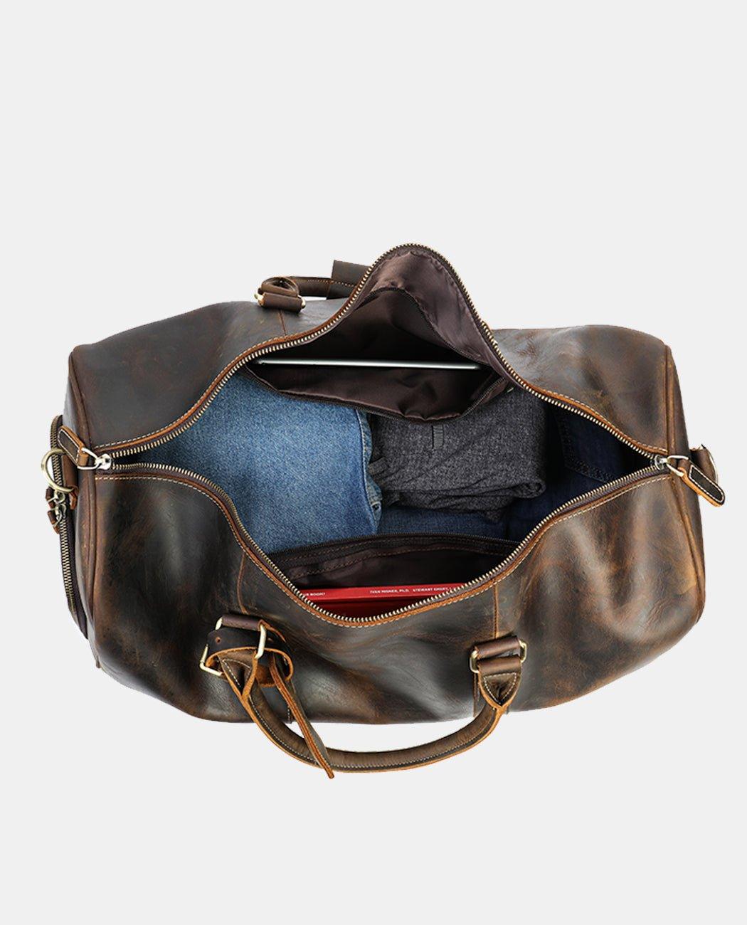 Crazy Horse Leather Duffel Bag -Bags- BAGHUGS--