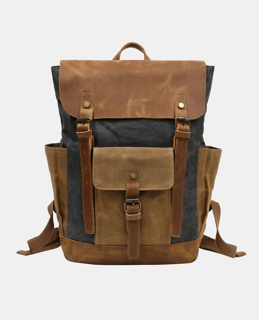 Canvas Leather Backpack -Backpacks- BAGHUGS-FX-04-738-Gray