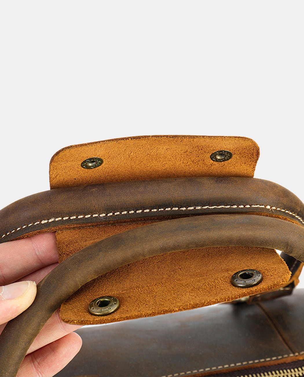Crazy Horse Leather Duffel Bag -Bags- BAGHUGS-MR-05-983-Dark Brown