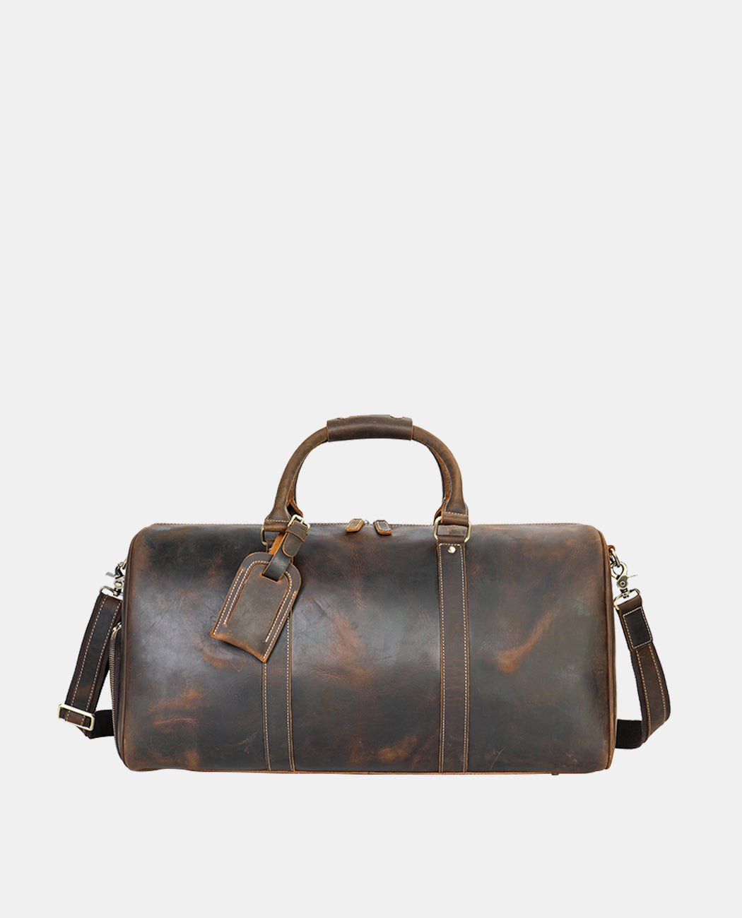 Crazy Horse Leather Duffel Bag -Bags- BAGHUGS-MR-05-983-Dark Brown