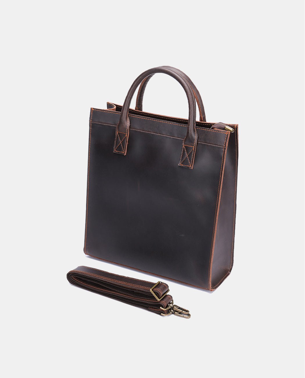 Metropolitan Square Tote -Bags- BAGHUGS-LETT-5678-Deep Brown