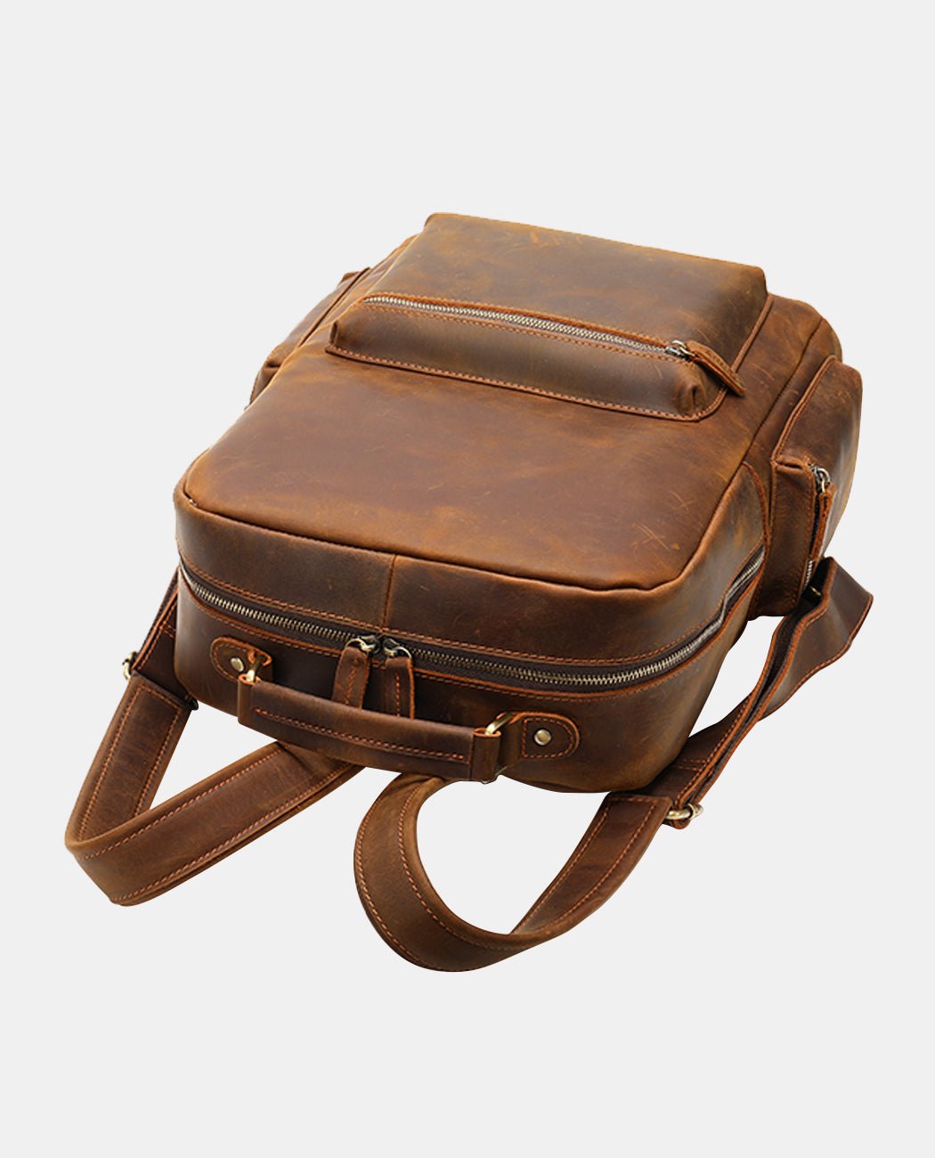 Classic Leather Backpack -Backpacks- BAGHUGS-MR-04-519-Dark Brown