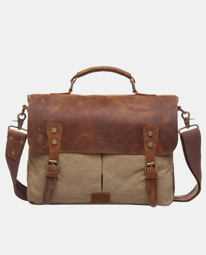Classic Canvas Messenger Bag -Bags- BAGHUGS-BT1807-Beige color