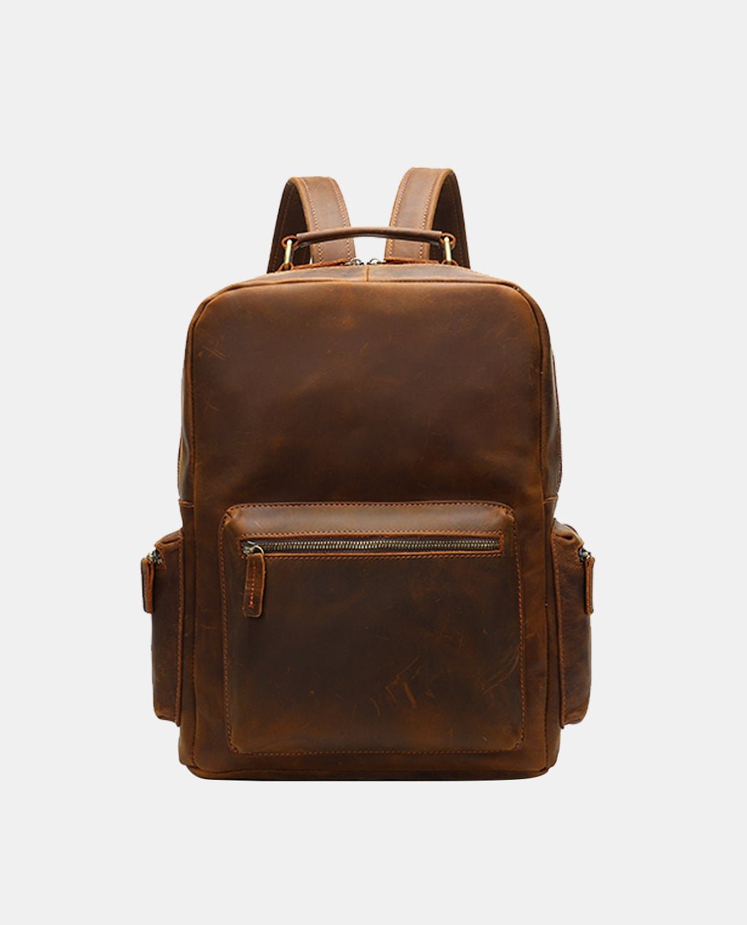 Classic Leather Backpack -Backpacks- BAGHUGS-MR-04-519-Dark Brown