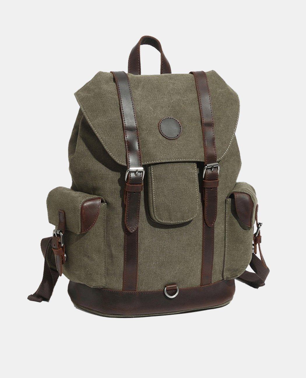 Classic Large Canvas Backpack -Backpacks- BAGHUGS-FX-04-566-Army Green