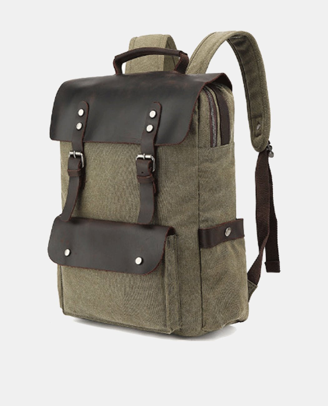 Leather Flip Canvas Backpack