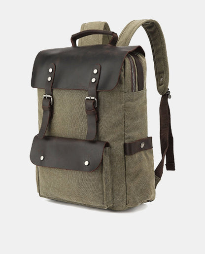 Leather Flip Canvas Backpack
