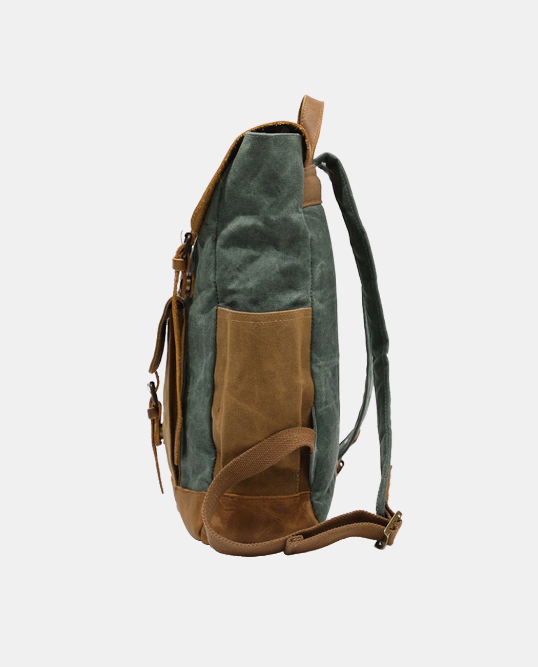 Canvas Leather Backpack -Backpacks- BAGHUGS-FX-04-739-Brown