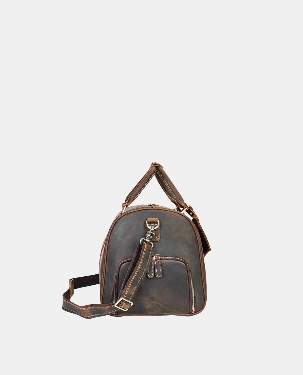 Crazy Horse Leather Duffel Bag -Bags- BAGHUGS-MR-05-983-Dark Brown