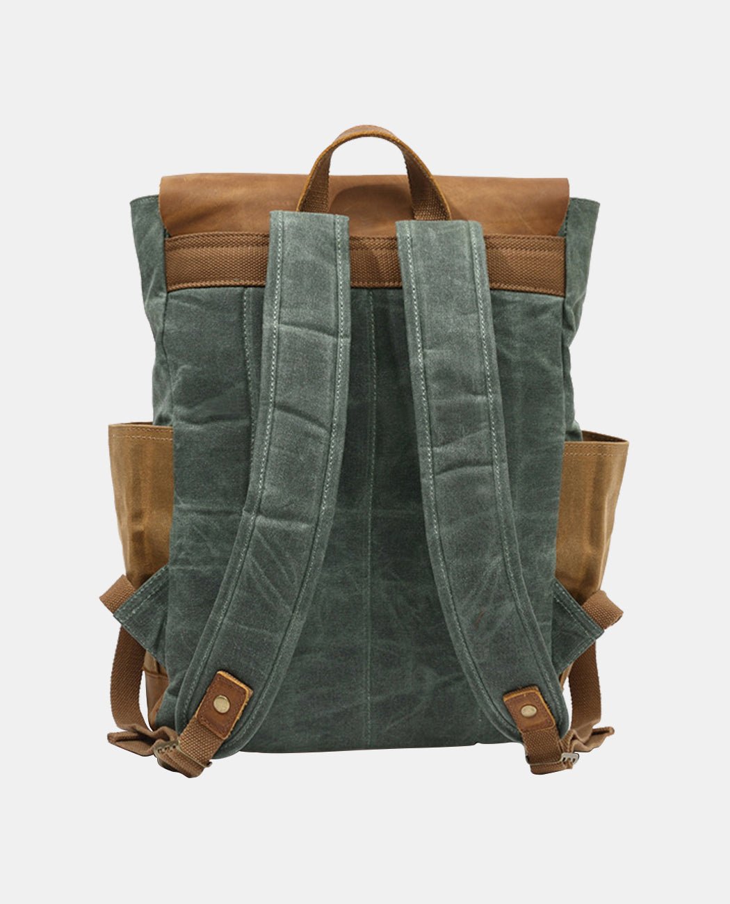 Canvas Leather Backpack -Backpacks- BAGHUGS-FX-04-739-Brown