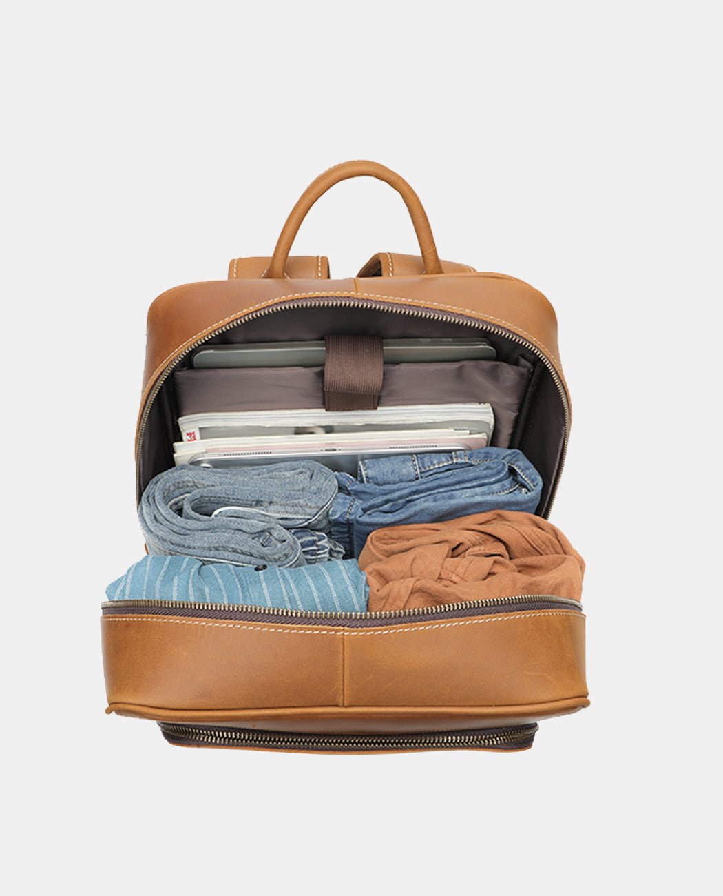 Khaki Leather Backpack