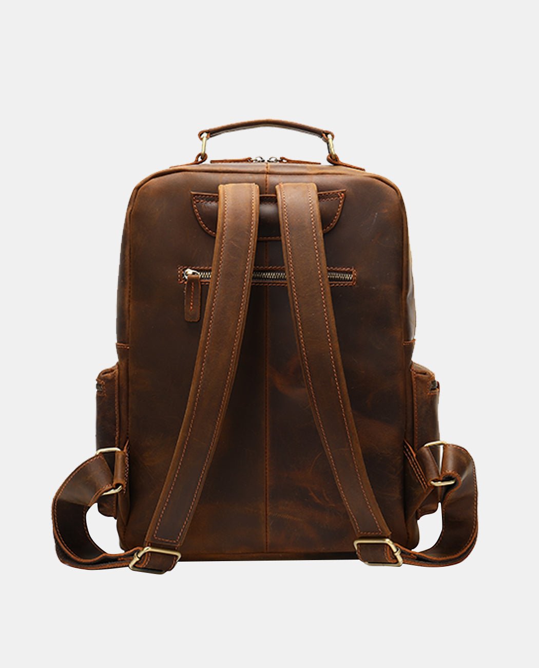 Classic Leather Backpack -Backpacks- BAGHUGS-MR-04-519-Dark Brown