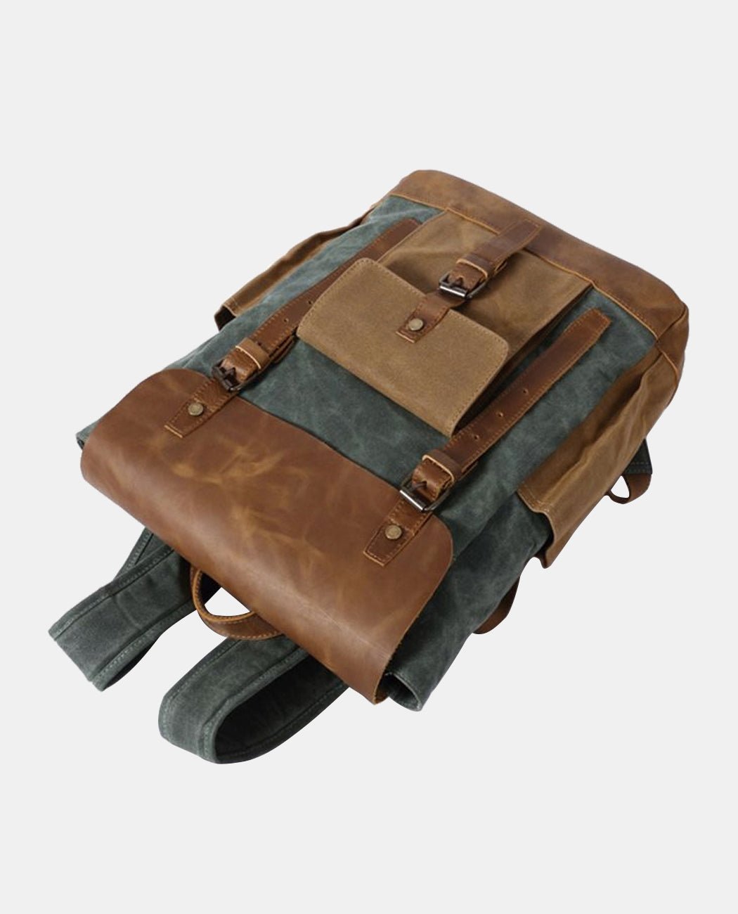 Canvas Leather Backpack -Backpacks- BAGHUGS-FX-04-739-Brown