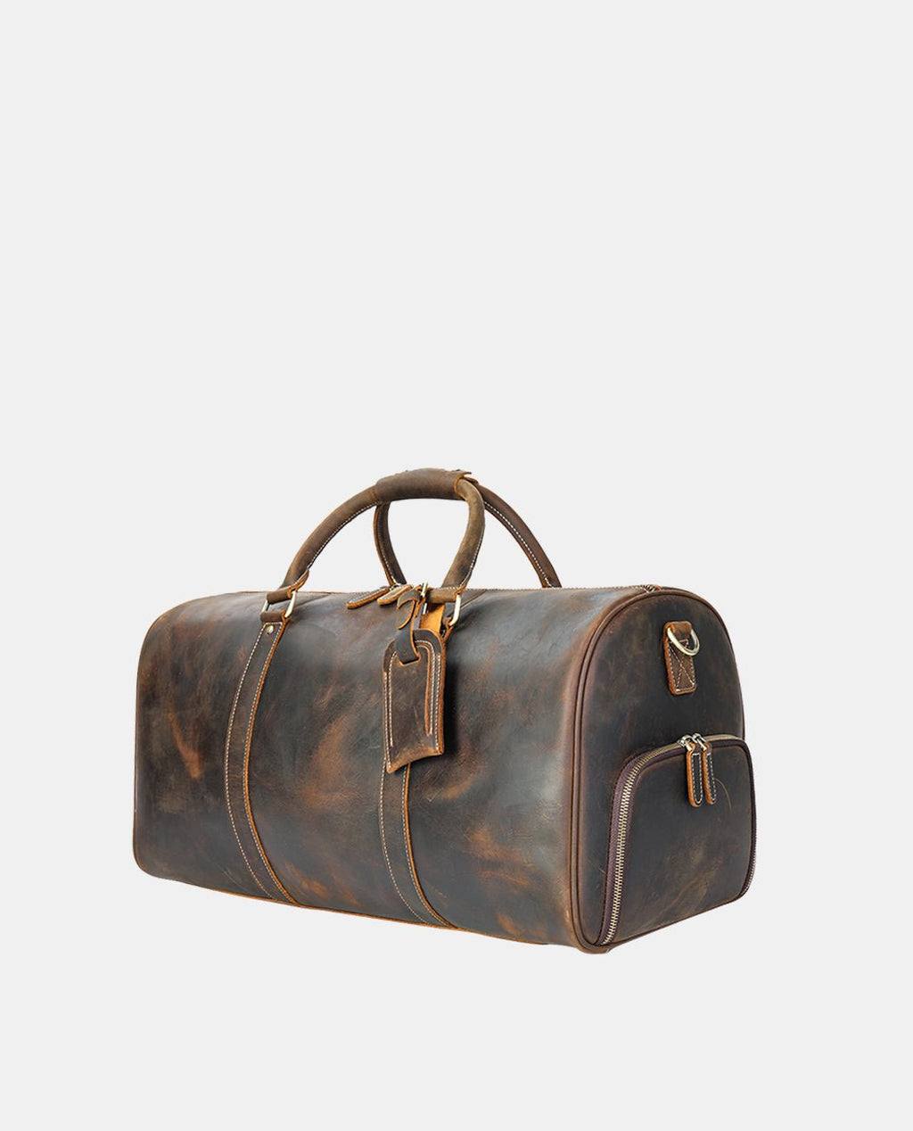 Crazy Horse Leather Duffel Bag -Bags- BAGHUGS-MR-05-983-Dark Brown