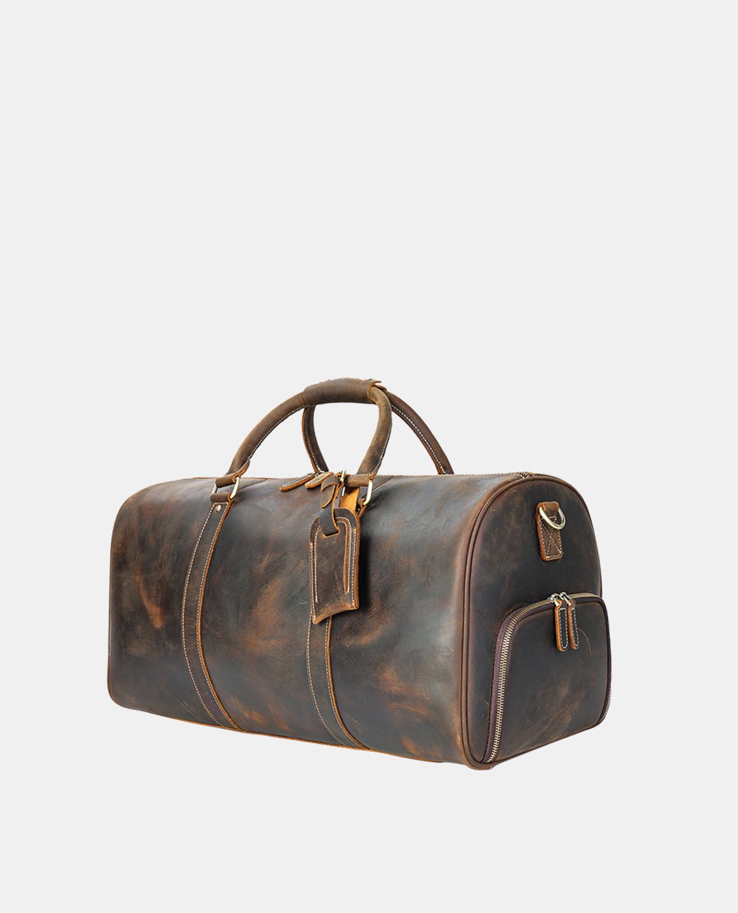 Crazy Horse Leather Duffel Bag -Bags- BAGHUGS-MR-05-983-Dark Brown