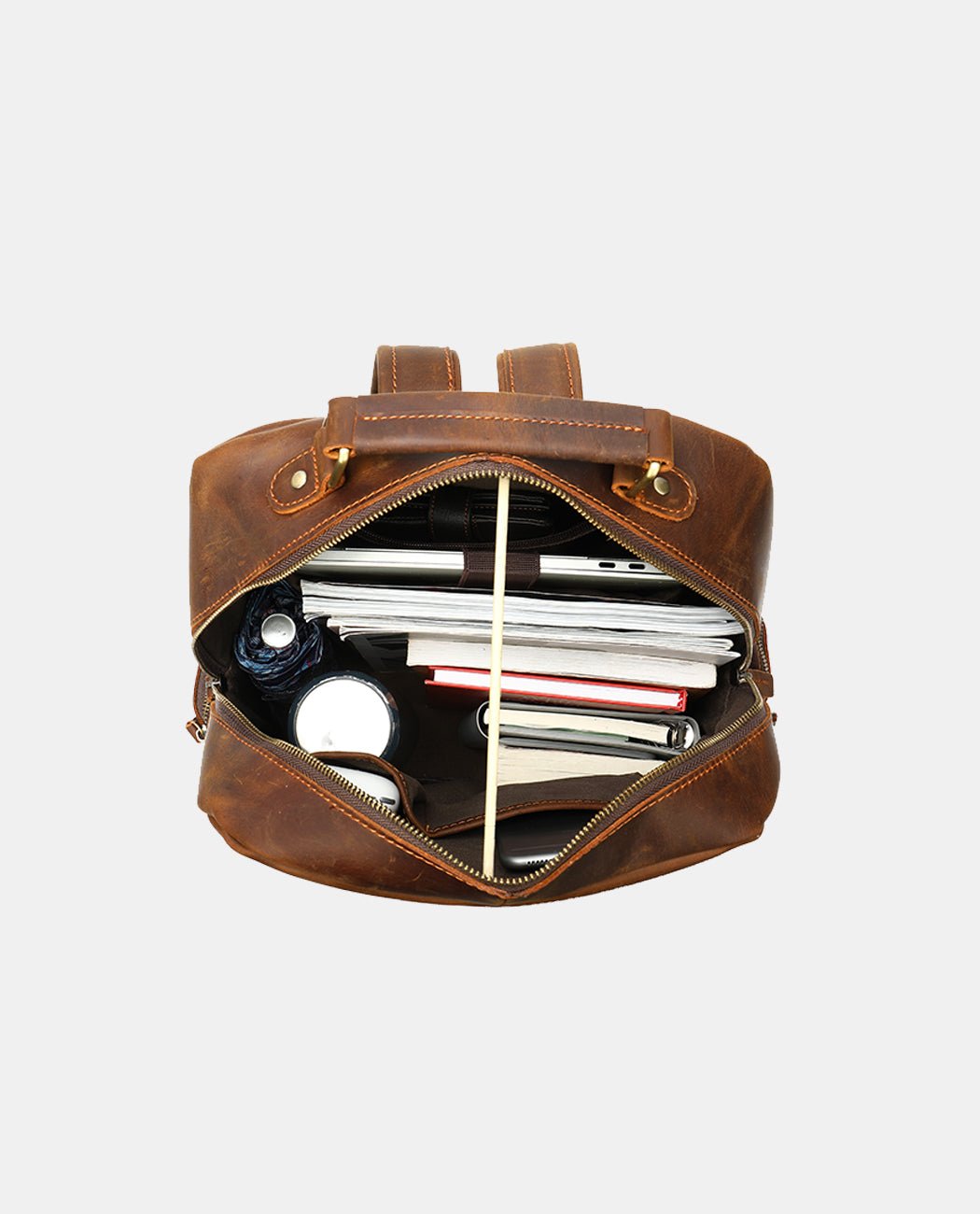 Classic Leather Backpack -Backpacks- BAGHUGS-MR-04-519-Dark Brown