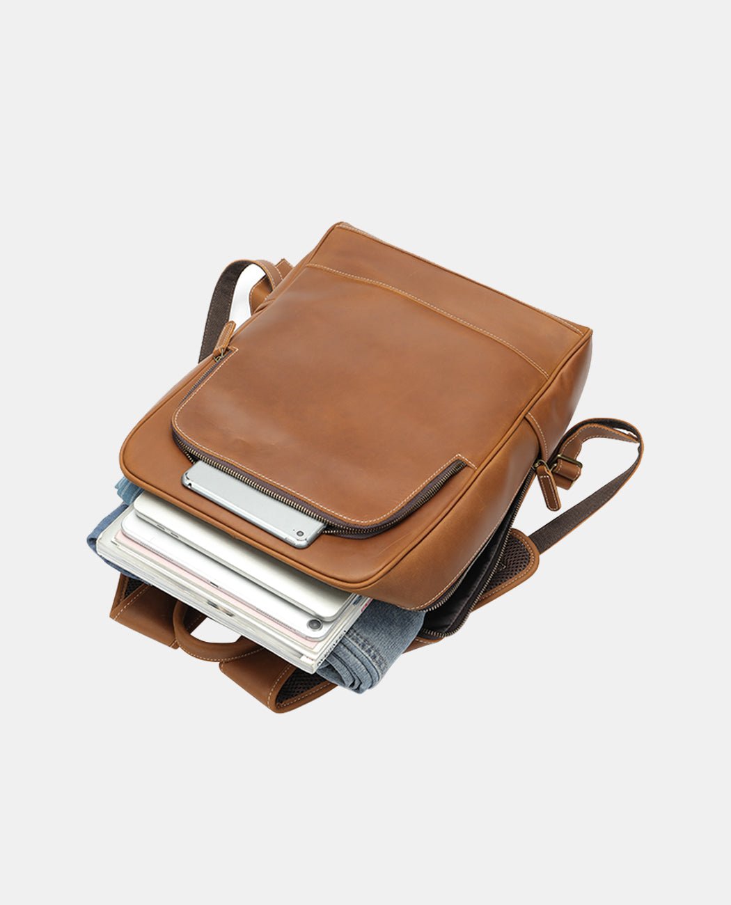 Khaki Leather Backpack