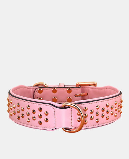 Cone Leather Dog Collar