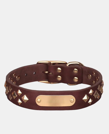 Starry Leather Dog Collar