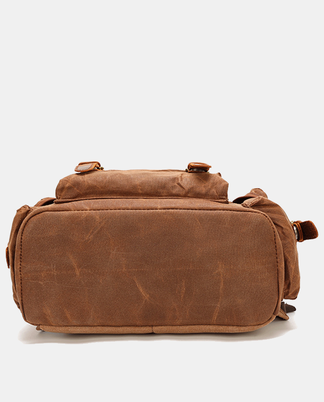 Classic Leather Flip Canvas Backpack -Backpacks- BAGHUGS-BY1423-Brass Color