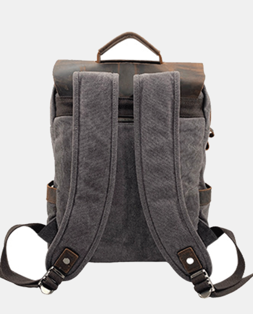 Leather Flip Canvas Backpack – Gray Green | BAGHUGS