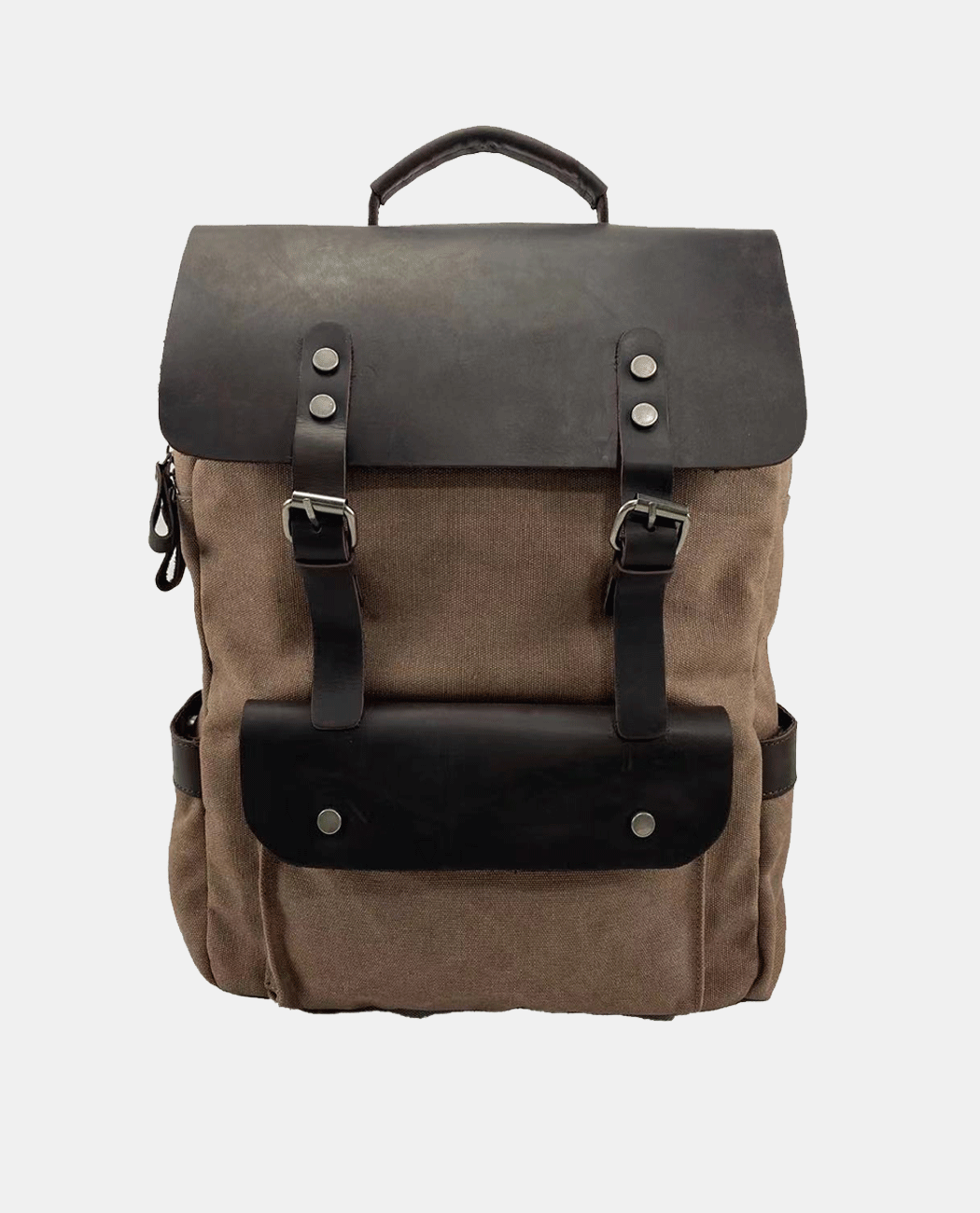 Leather Flip Canvas Backpack | Vintage Rucksack – BAGHUGS