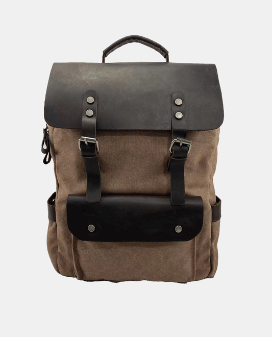 Leather Flip Canvas Backpack | Vintage Rucksack – BAGHUGS
