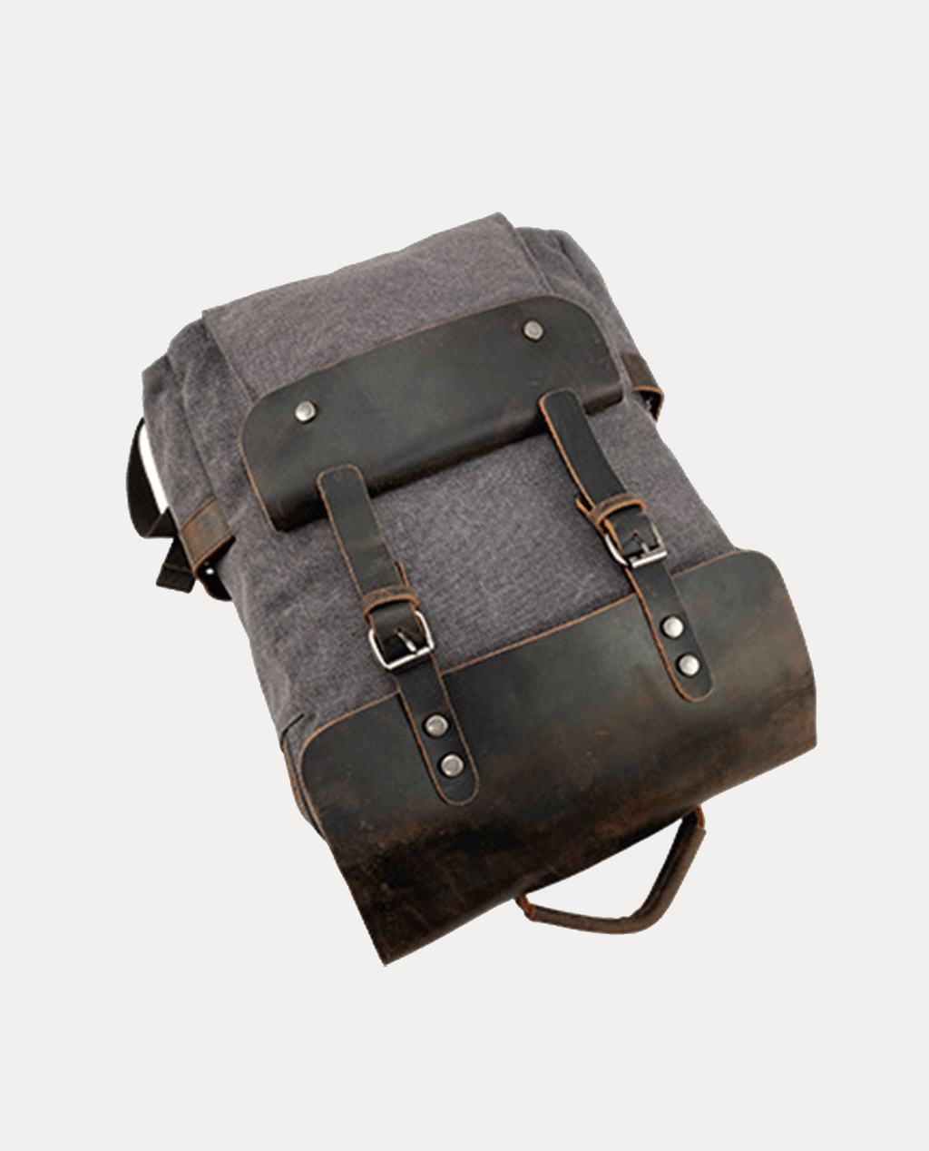 Leather Flip Canvas Backpack – Gray Green | BAGHUGS