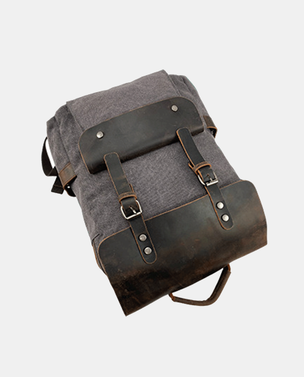 Leather Flip Canvas Backpack – Gray Green | BAGHUGS