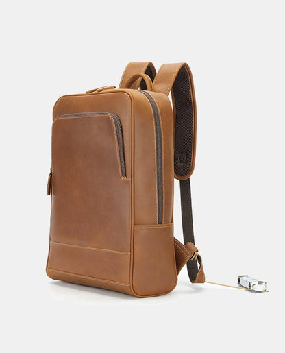 Khaki Leather Backpack