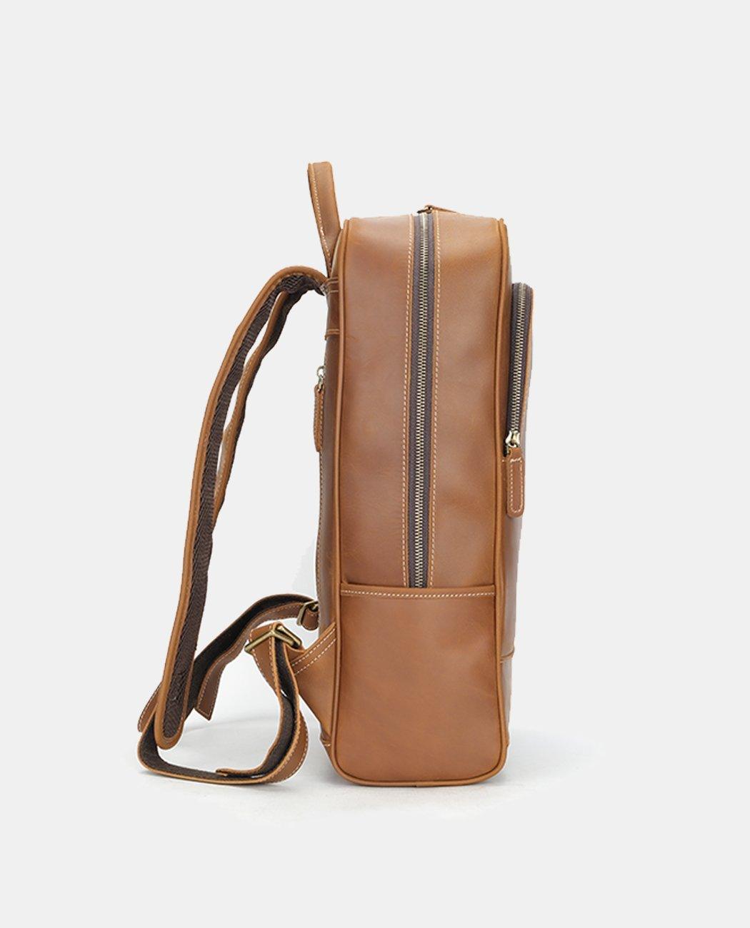 Khaki Leather Backpack