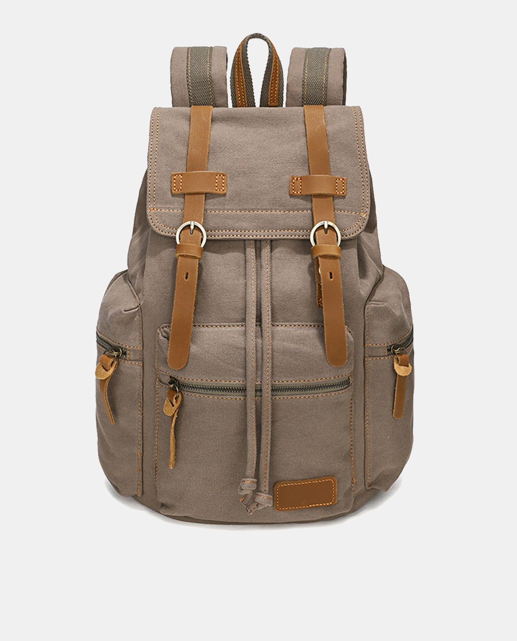 Brown Canvas Backpack -Backpacks- BAGHUGS-KJ1002-Earthy Mist