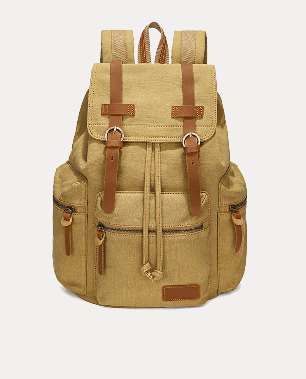 Brown Canvas Backpack -Backpacks- BAGHUGS-KJ1001-Khaki