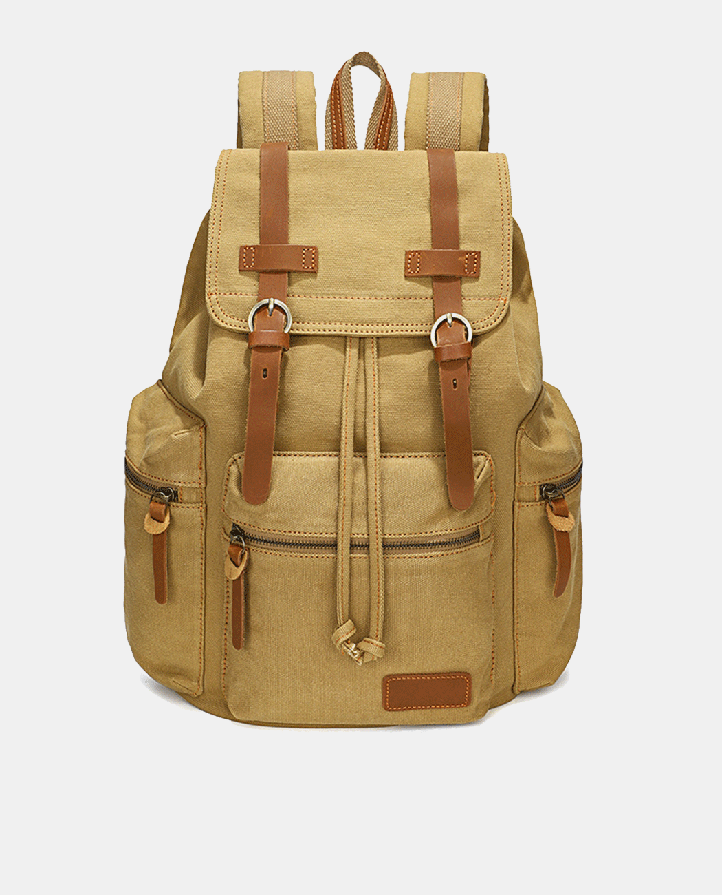 Brown Canvas Backpack -Backpacks- BAGHUGS-KJ1001-Khaki