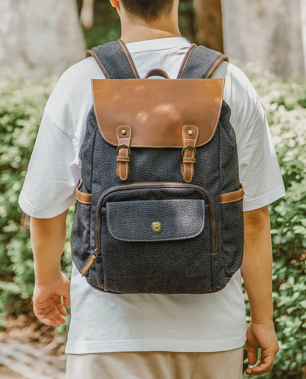 Moss Flip Canvas Backpack -Backpacks- BAGHUGS-KJB1026-Army Green