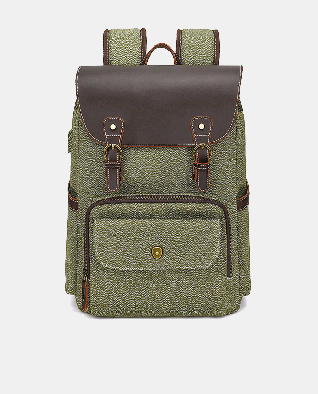 Moss Flip Canvas Backpack -Backpacks- BAGHUGS-KJB1026-Army Green