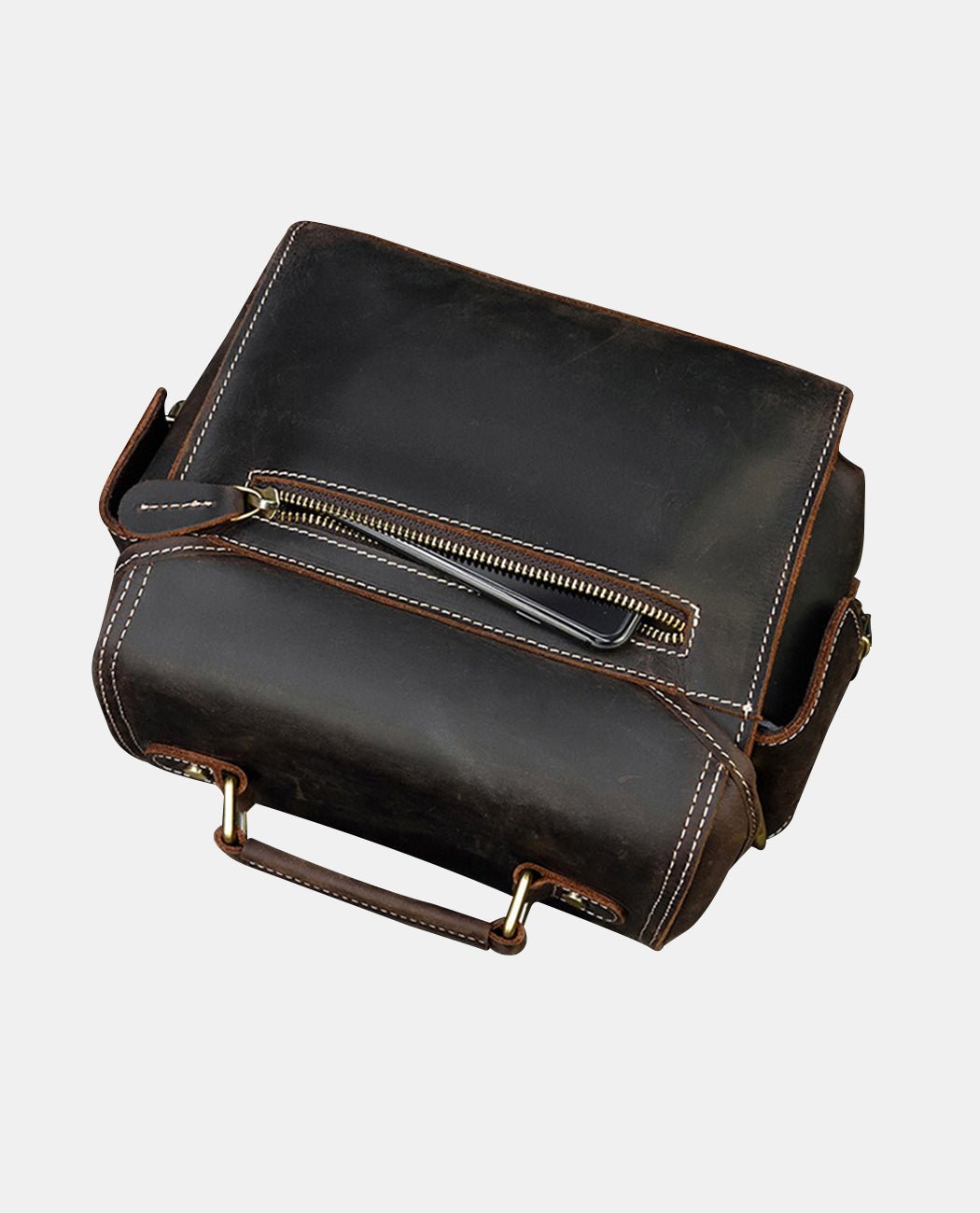 Dark Brown Vintage Camera Bag -Bags- BAGHUGS-LECR-3751-Deep Brown