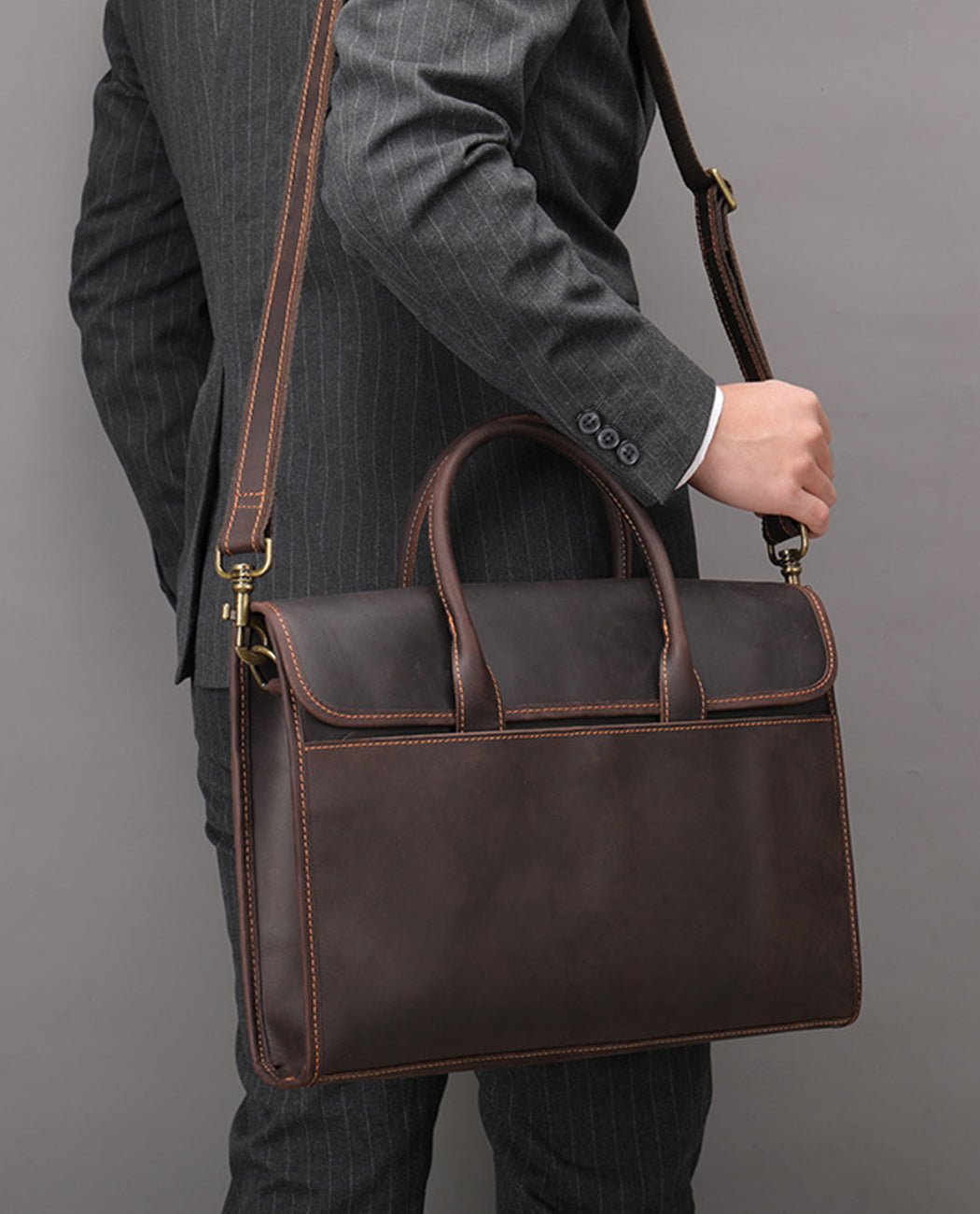 Dorian Legacy Briefcase -Bags- BAGHUGS-LEHB-3335-Deep Brown