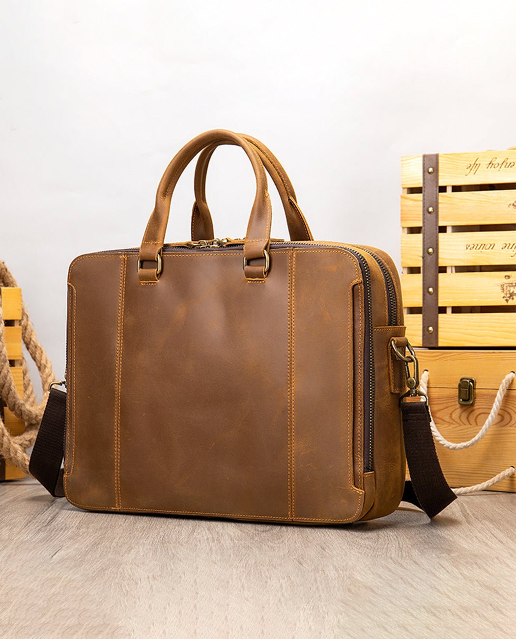 Timeless Legacy Messenger Bag -Bags- BAGHUGS-LEHB-3633-Brown