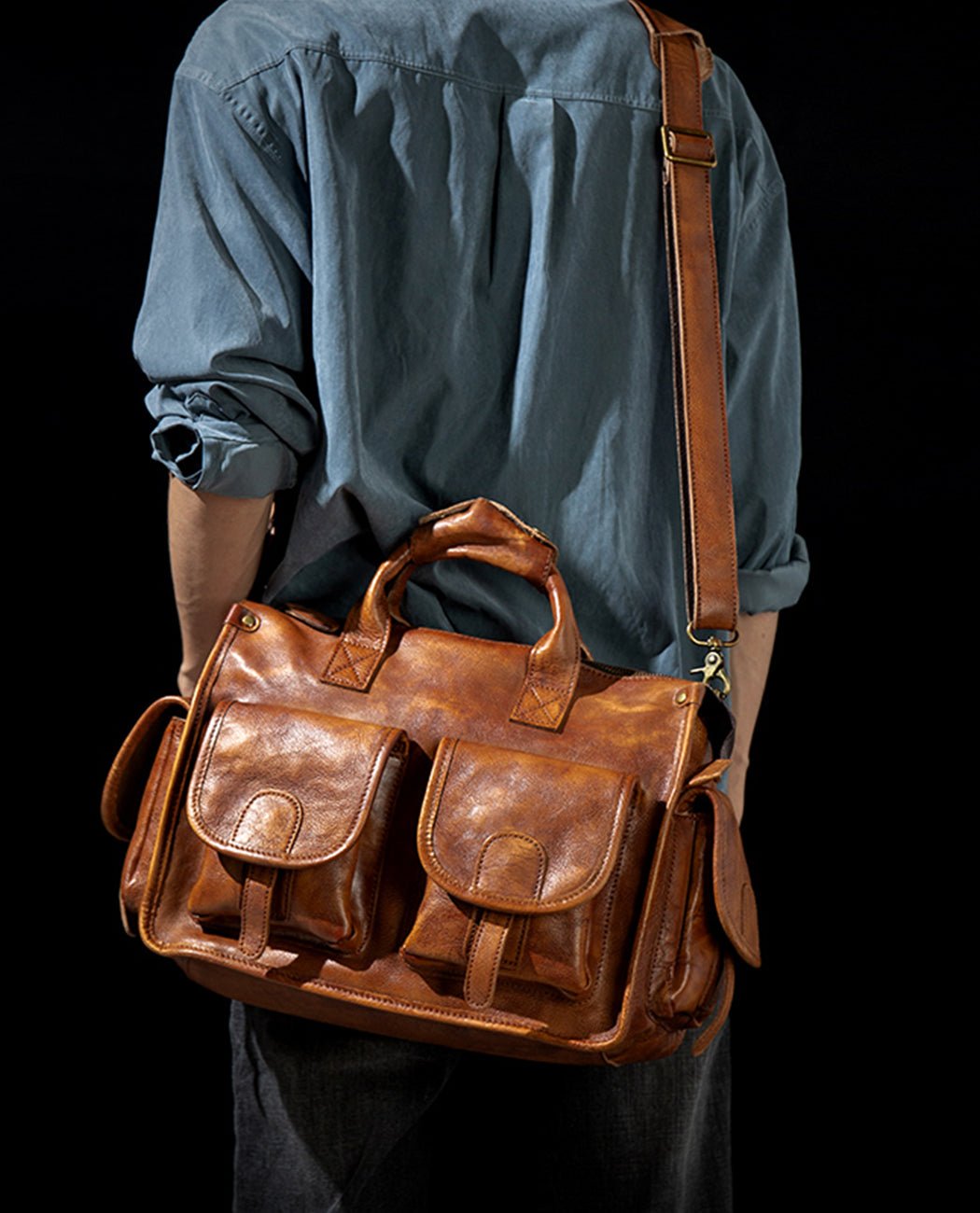 Rowan Pillar Messenger Bag -Bags- BAGHUGS-LEHB-5249-L-Brown